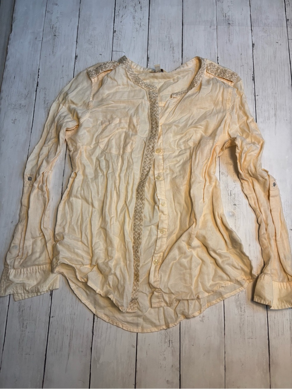 Sonoma’s Cream Lace-Trim Button Down Blouse